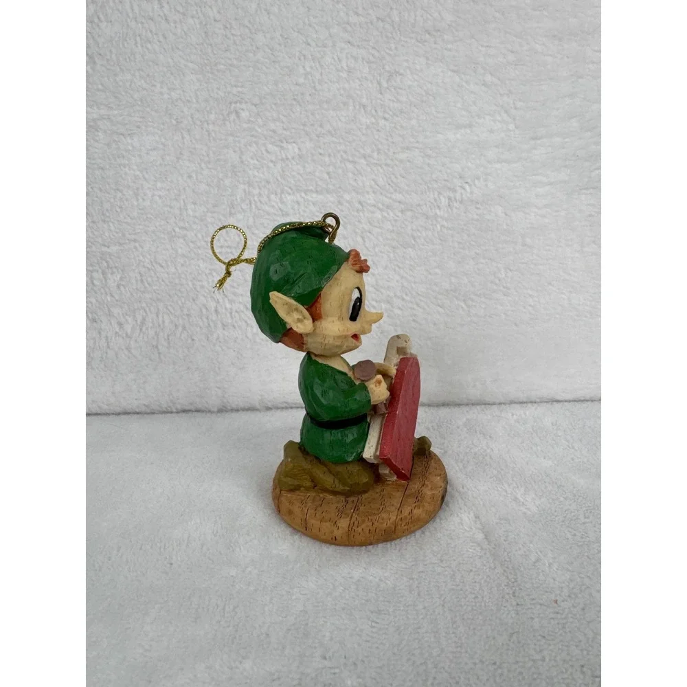 2004 Workshop Elf Sled Christmas Ornament Unisex OS Green Excellent